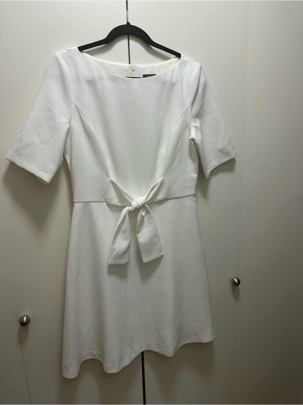 Vince Camuto Crepe Tie-Front Boat-Neck Dress White Size 10